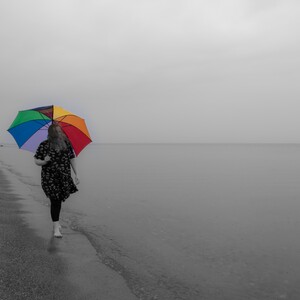 Walking alone on the beach. (Photo shoot a veeery cold day in May)